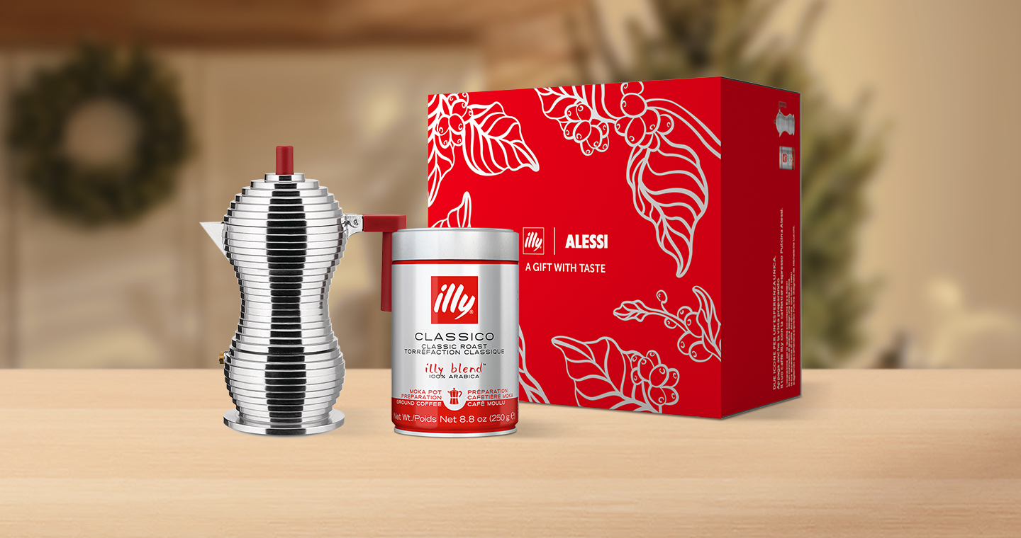 Alessi Pulcina 3-Cup Red Moka Pot Coffee Gift Set