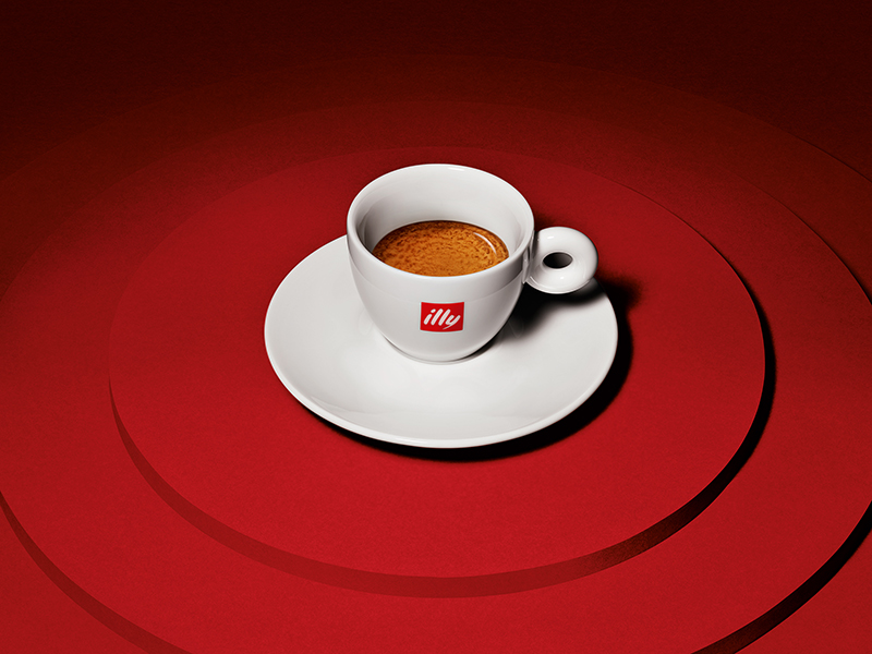 Cup of espresso with red background