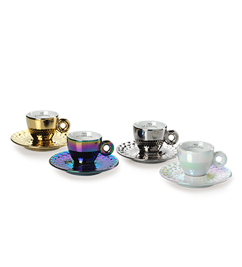SET OF FOUR ESPRESSO CUPS – JOHN ARMLEDER ILLY ART COLLECTION