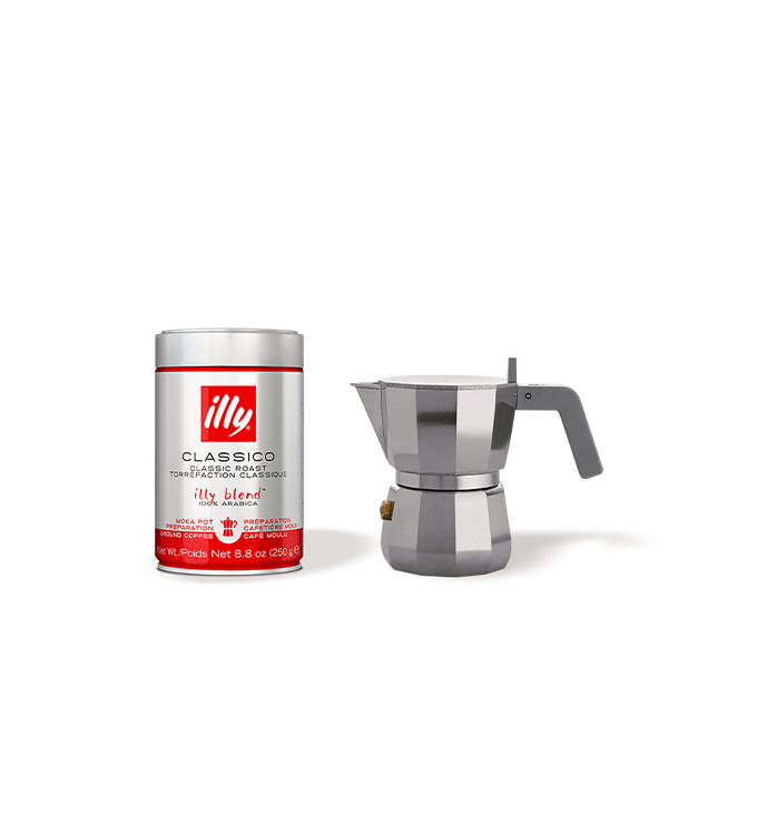 Moka pot Alessi with ground coffee classico roast  - 250 gr