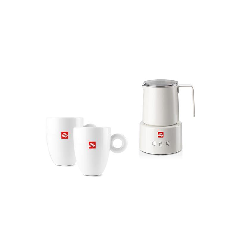 illy Logo Mugs & Milk Frother Bundle