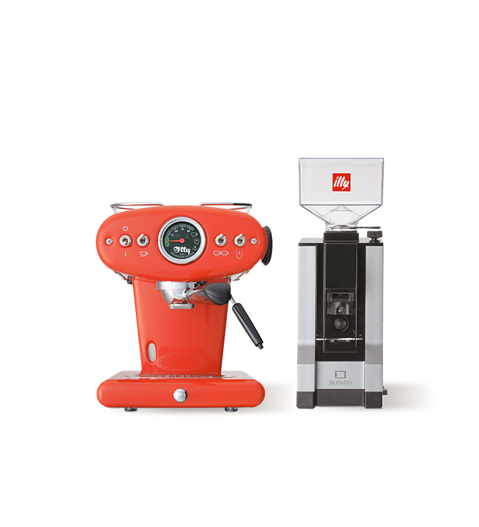 Koffiemachine voor E.S.E. koffiepads / gemalen koffie plus koffiemolen