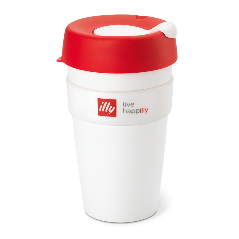 KeepCup Live Happilly Monochrome White & Red - Travel Coffee Cup
