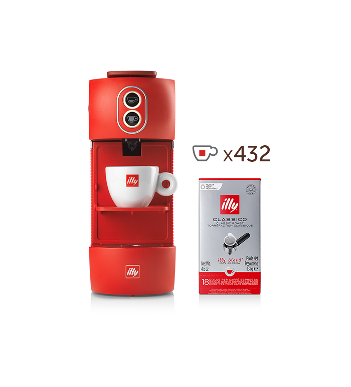 Macchina da caffè a cialde E.S.E. - illy Easy rossa con 24 confezioni di caffè in Cialde E.S.E. Monodose tostato CLASSICO image number 0