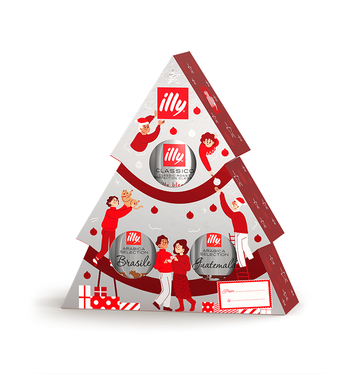 Coffret cadeau Arbre de Noël avec trois boîtes de café