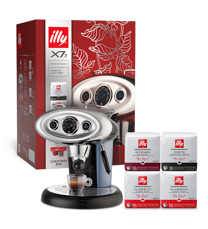 Coffret X7.1 : Machine à café Iperespresso X7.1 noire et quatre paquets de capsules 