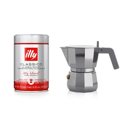 Moka pot Alessi Pulcina with ground coffee classico roast  - 250 gr
