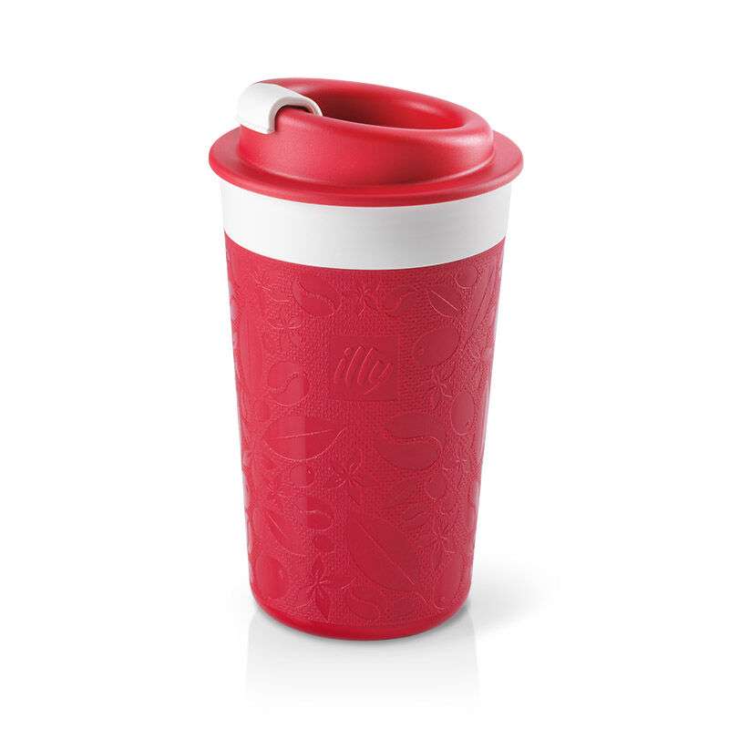 illy Travel Mug in Red and White Zagnoli pattern