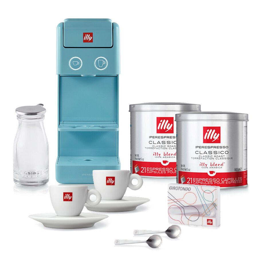 Elevated Coffee Bundle with Coffee Machine and Capsules illy