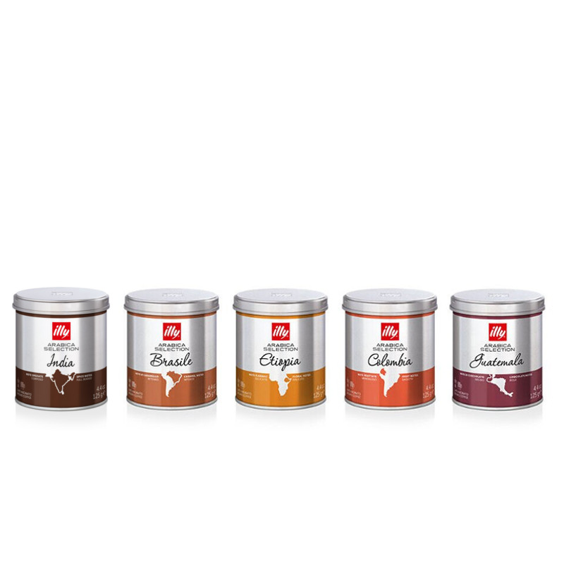 Ground Coffee Arabica Selection – tasting kit: 5 packages of 125 gr