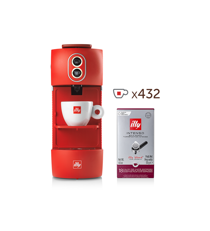 E.S.E. coffee pod machine. - red illy Easy with 24 packs of INTENSO roast single-serve E.S.E. coffee pods