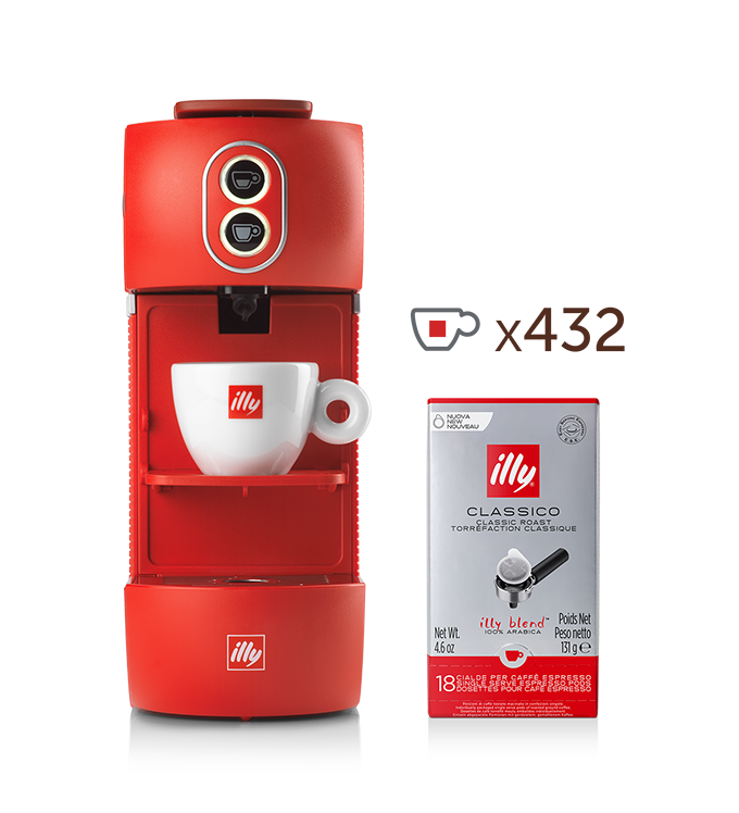 E.S.E. coffee pod machine. - red illy Easy with 24 packs of CLASSICO roast single-serve E.S.E. coffee pods