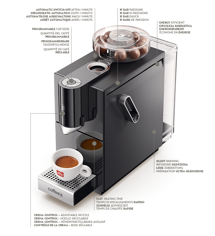 Macchina da caff&egrave; CoffeeB con 5 confezioni da 9 sfere di caff&egrave; a scelta image number 3