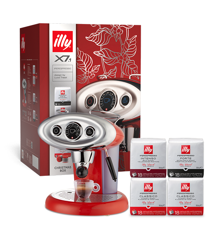 X7.1 box – macchina da caffè Iperespresso X7.1 rossa e 4 confezioni di capsule  image number 0