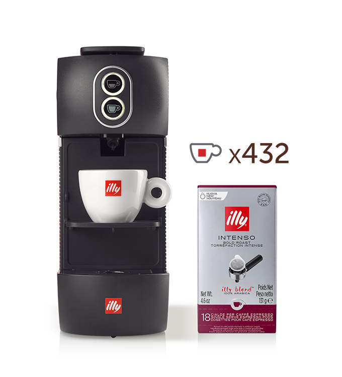 E.S.E. coffee pod machine. - black illy Easy with 24 packs of INTENSO roast single-serve E.S.E. coffee pods