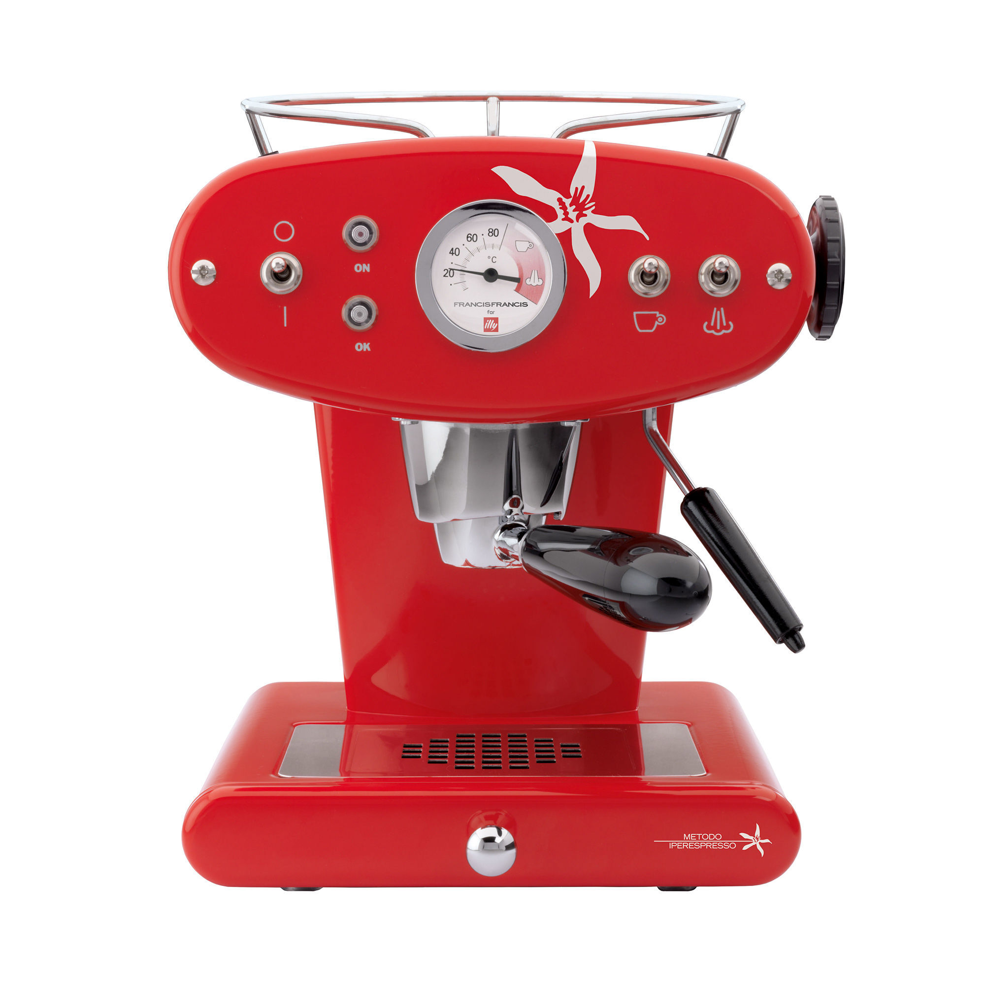Francis Francis X1 Red Espresso Cappuccino Machine front view