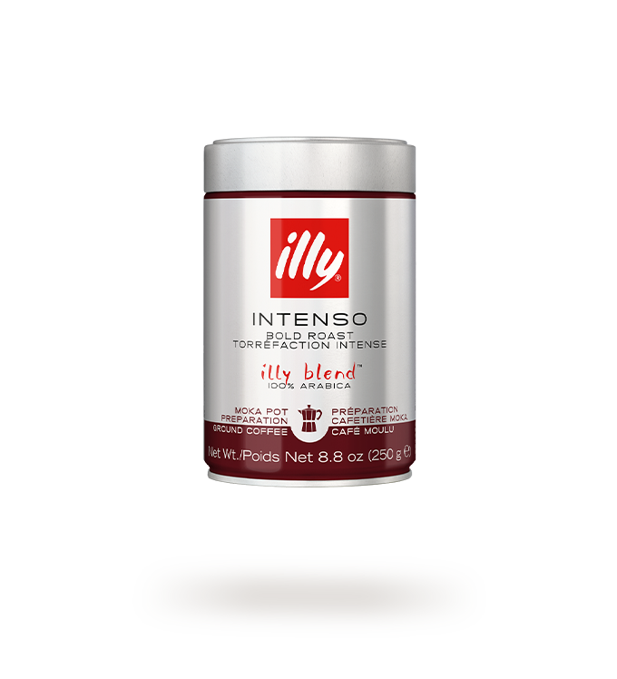Gemalen koffie met INTENSO-branding voor mokapotten