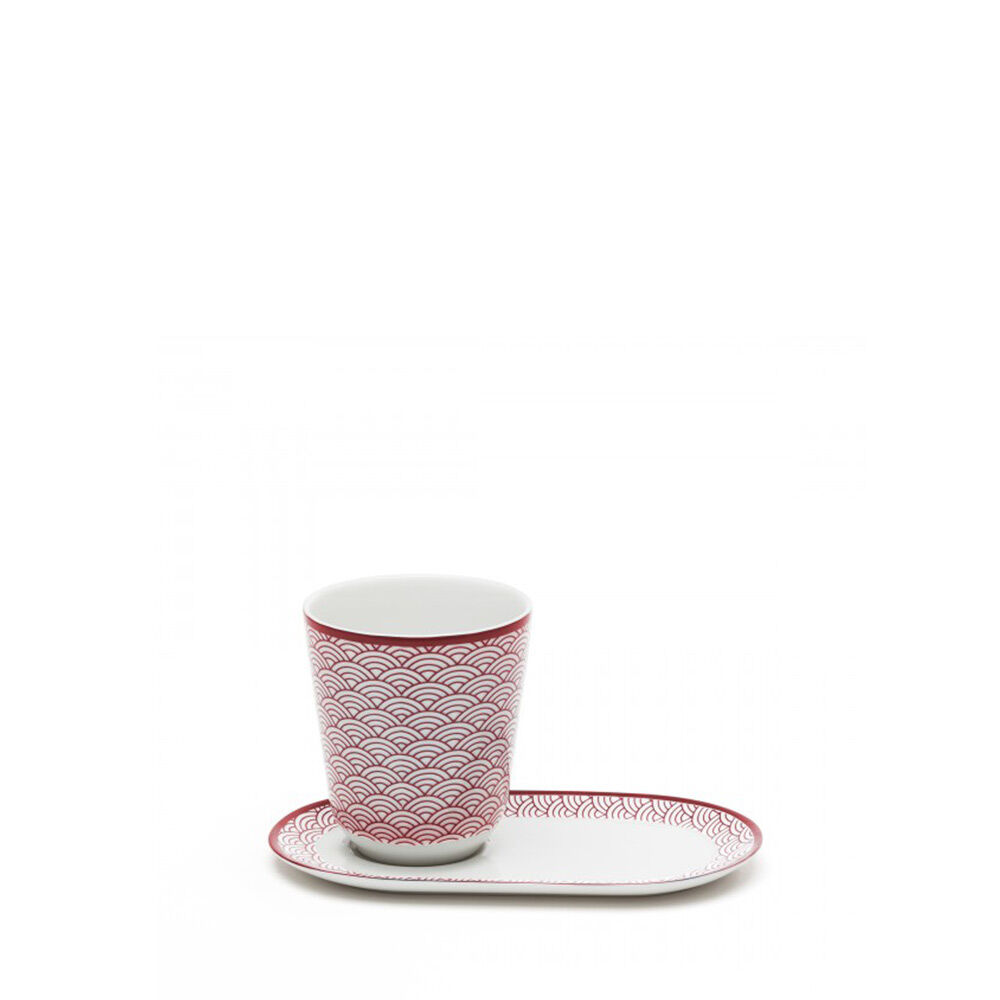 Bicchieri da Tè Dammann Auteuil in porcellana con decoro rosso