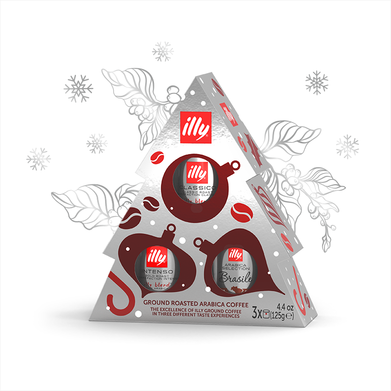 Illy Kerstboom cadeaupakket met CLASSICO, INTENSO en Brazilië