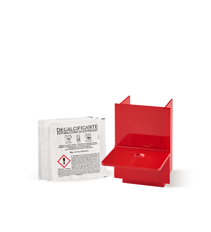 Bac &agrave; capsules usag&eacute;es rouge, compatible avec la machine &agrave; caf&eacute; Y3 mod. 643, avec porte-tasse et 4&nbsp;sachets de d&eacute;tartrant. image number 0