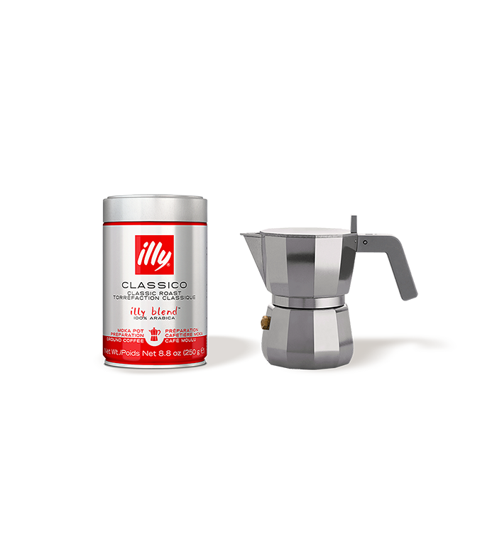 Moka pot Alessi with ground coffee classico roast  - 250 gr image number 0