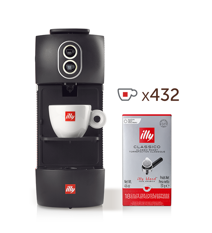 E.S.E. coffee pod machine. - black illy Easy with 24 packs of CLASSICO roast single-serve E.S.E. coffee pods