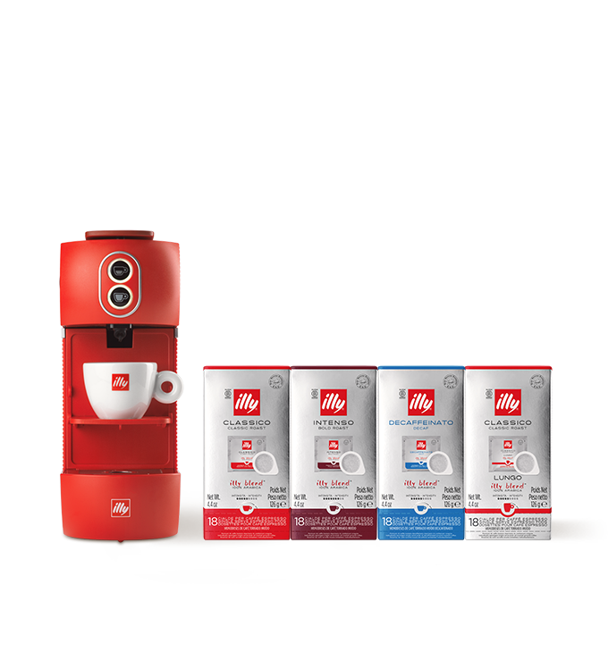 E.S.E. Pads Kaffeemaschine inkl. 4er Set Pads Classico, Intenso, Lungo und Entkoffeiniert