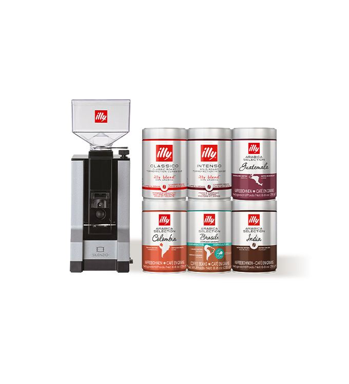 Eureka Mignon Kaffeemühle mit 6 Dosen Kaffeebohnen