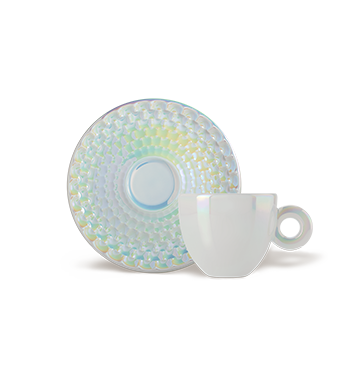 SET MIT ZWEI CAPPUCCINOTASSEN – JOHN ARMLEDER ILLY ART COLLECTION