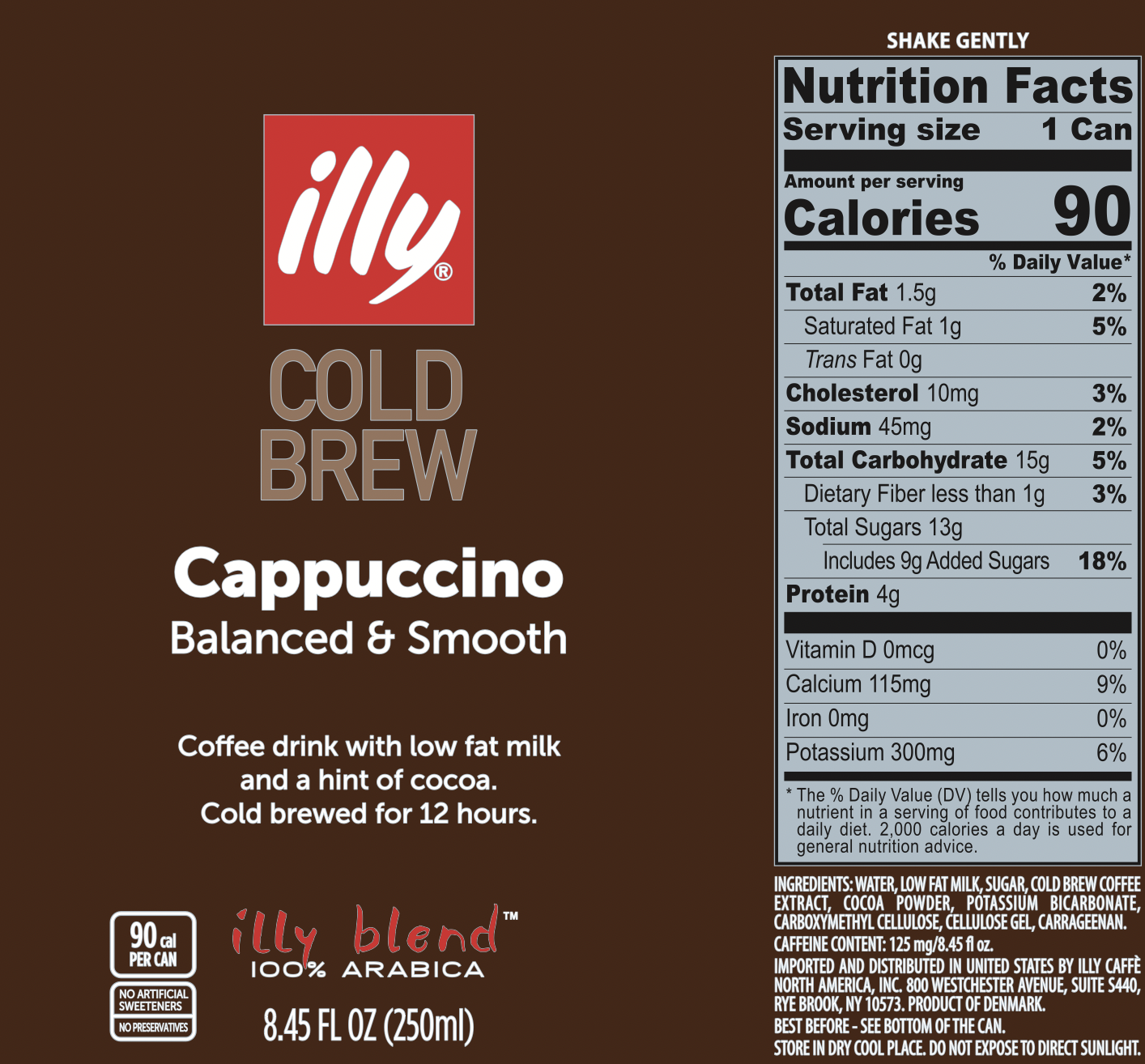 Cold Brew Cappuccino Coffee - illy Ready to Drink - 12 Pack