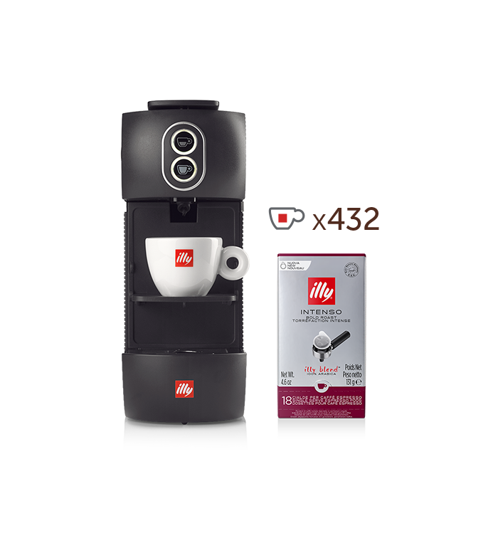 Macchina da caffè a cialde E.S.E. - illy Easy nera con 24 confezioni di caffè in Cialde E.S.E. Monodose tostato INTENSO image number 0