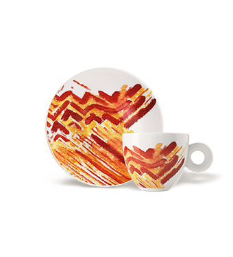 SET MIT VIER CAPPUCINOTASSEN – GENESI ILLY ART COLLECTION 