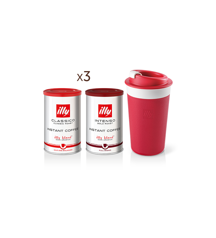 3 Packungen löslicher Kaffee mit CLASSICO Geschmack, 3 Packungen löslicher Kaffee mit INTENSO Geschmack + roter Zagnoli-Reisebecher   image number 0