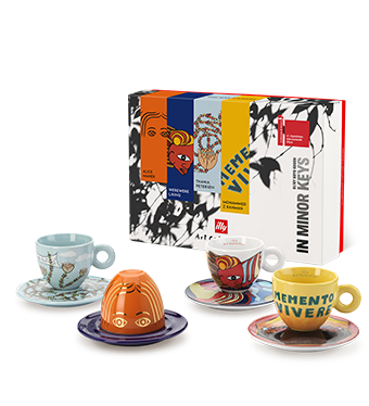SET MET 4 CAPPUCCINOKOPJES - DE ILLY ART COLLECTION VOOR DE KUNSTBI&Euml;NNALE VAN 2026