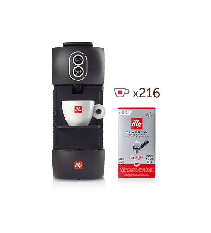 Macchina da caffè a cialde E.S.E. - illy Easy nera 220v con 12 confezioni di caffè in Cialde E.S.E. Monodose tostato CLASSICO image number 0