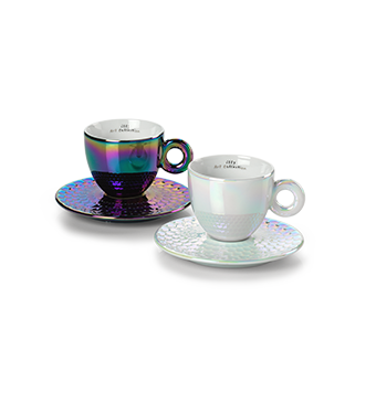 SET MIT ZWEI CAPPUCCINOTASSEN – JOHN ARMLEDER ILLY ART COLLECTION