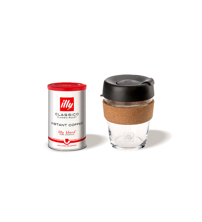 Geschenkidee für Kaffeeliebhaber: CLASSICO Instantkaffee mit dem 350 ml illy Reisebecher KeepCup Travel Mug aus Glas image number 0