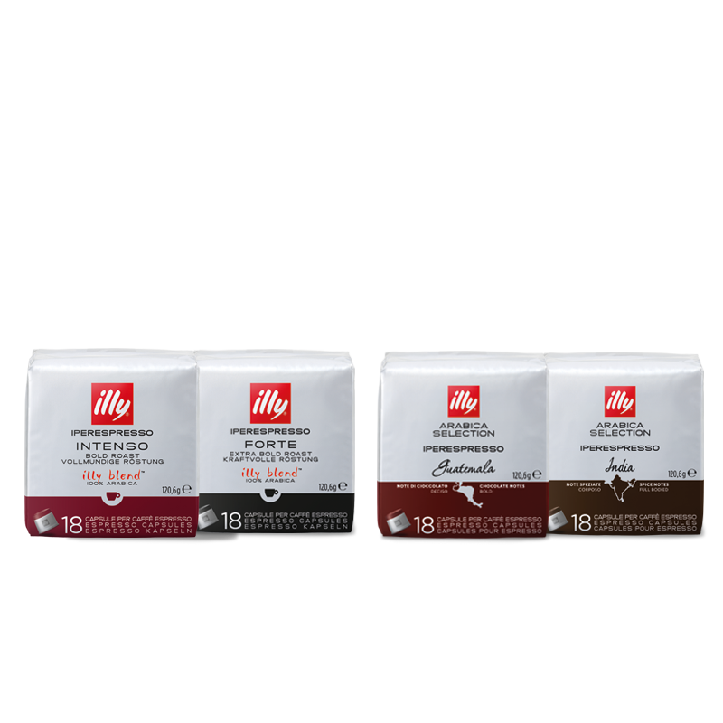 Iperespresso 4er Set: Forte, Intenso, Indien und Guatemala