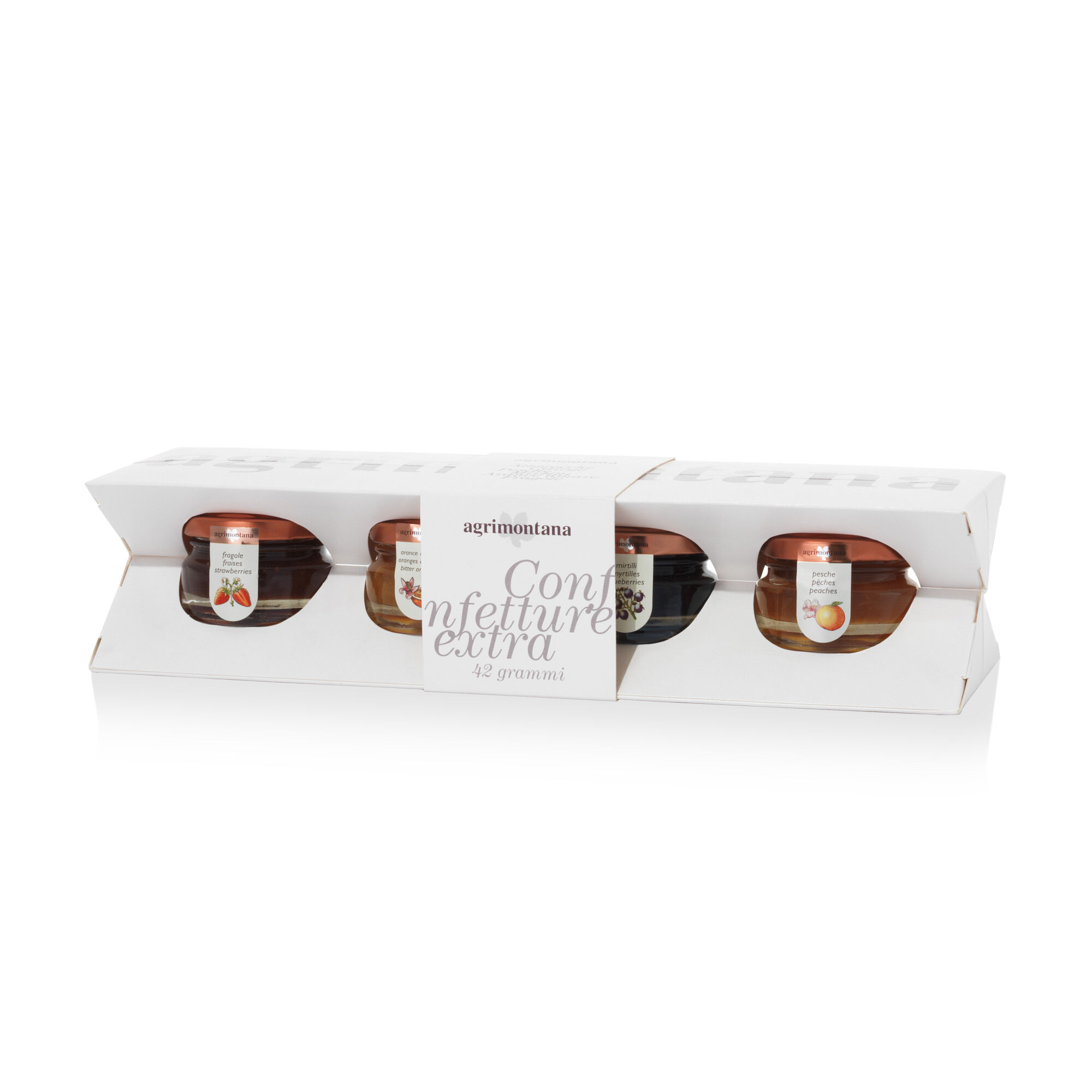 Astuccio 4 vasetti confetture Agrimontana da 42gr cad.