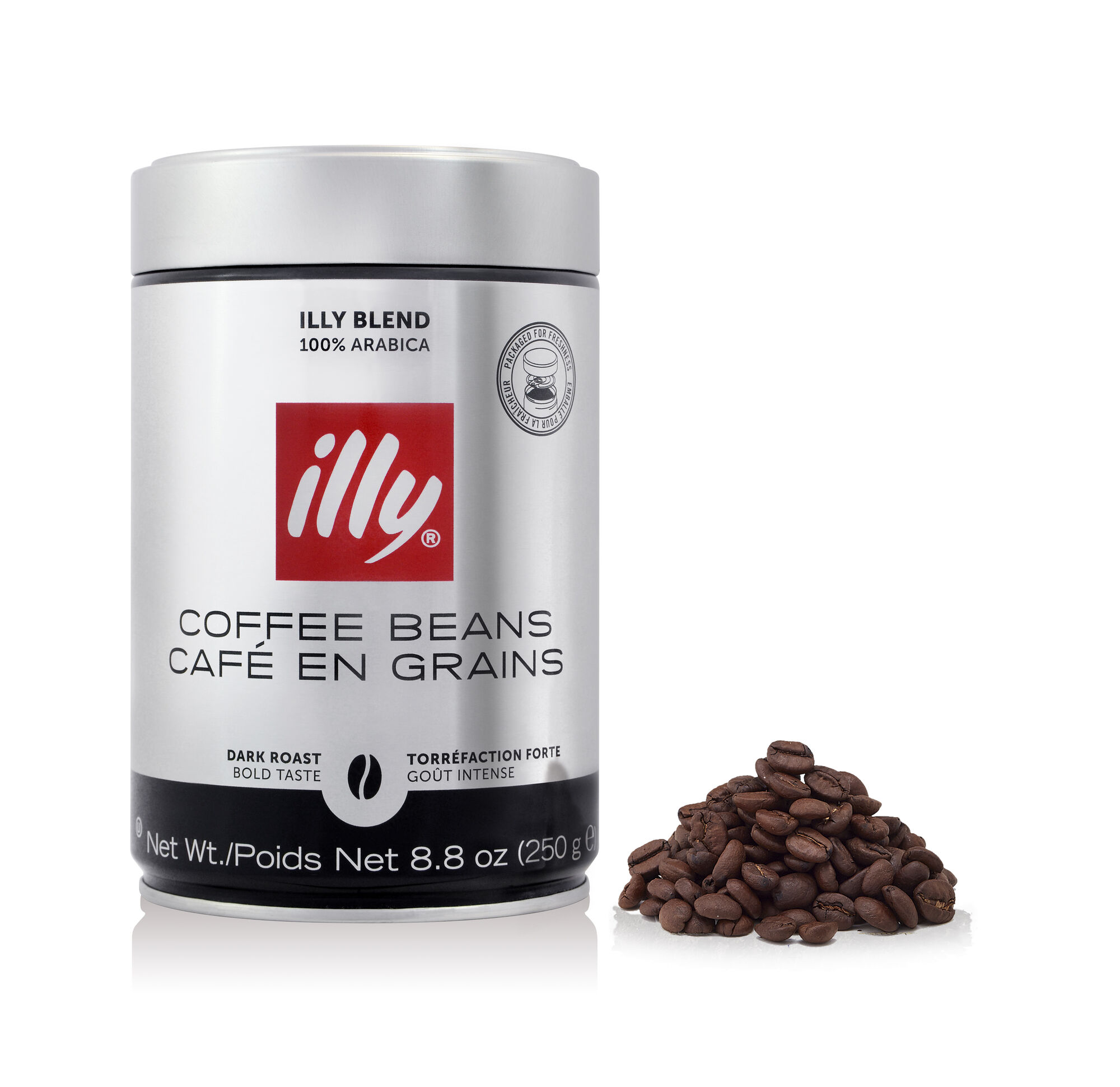 Whole Bean Dark Roast Coffee Illy E Whole Bean Dark Roast Coffee 8 8oz Can Front View