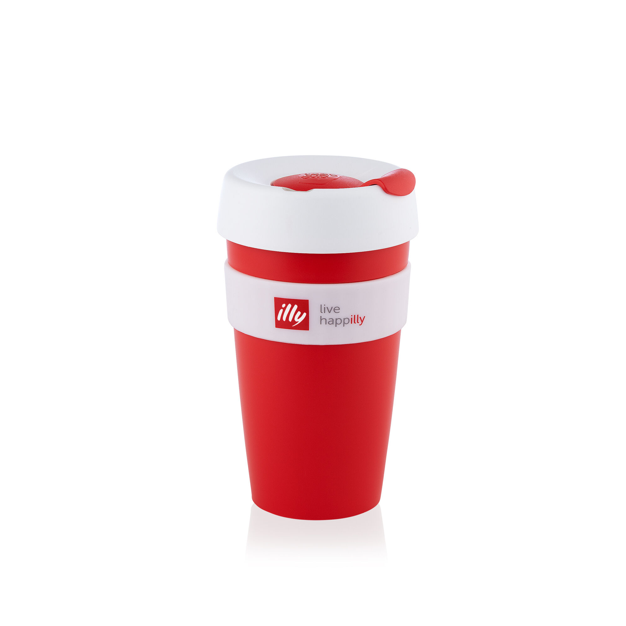 live happilly Red with White Lid KeepCup front view