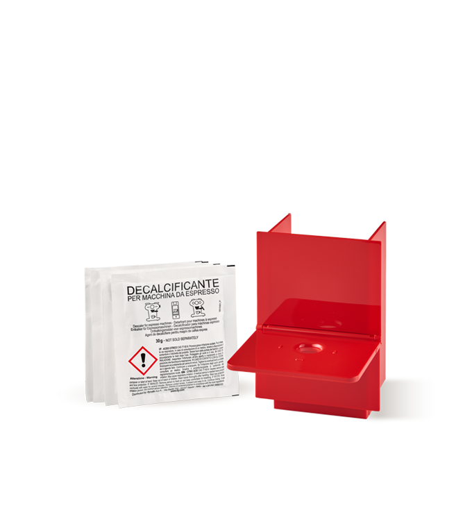 Bac &agrave; capsules usag&eacute;es rouge, compatible avec la machine &agrave; caf&eacute; Y3 mod. 643, avec porte-tasse et 4&nbsp;sachets de d&eacute;tartrant.