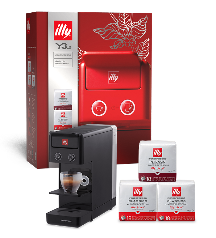 Y3.3 box – macchina da caffè Iperespresso Y3.3 nera e 3 confezioni di capsule  image number 0