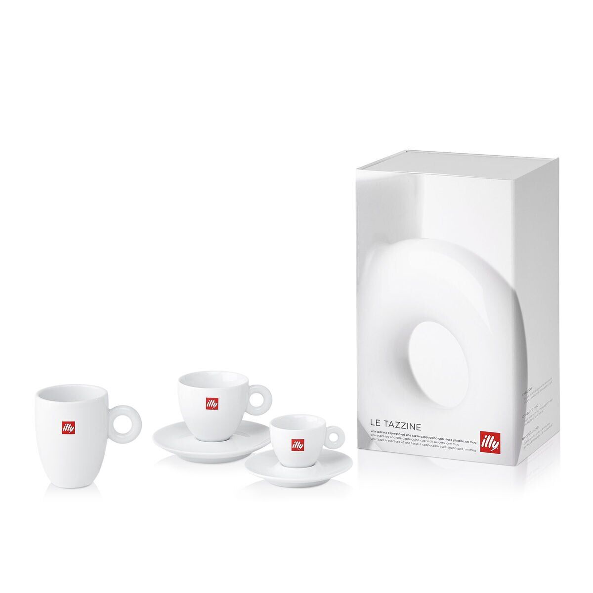  Ensemble-cadeau – trois tasses illy – Une tasse à espresso, une tasse à cappucino et une grosse tasse