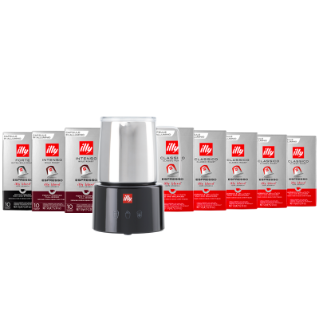 Black Milk Frother and Coffee in Compatible Capsules