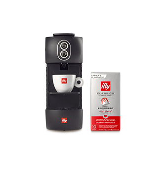 Macchina da caff&egrave; illy easy con 10 confezioni di capsule compatibili a scelta