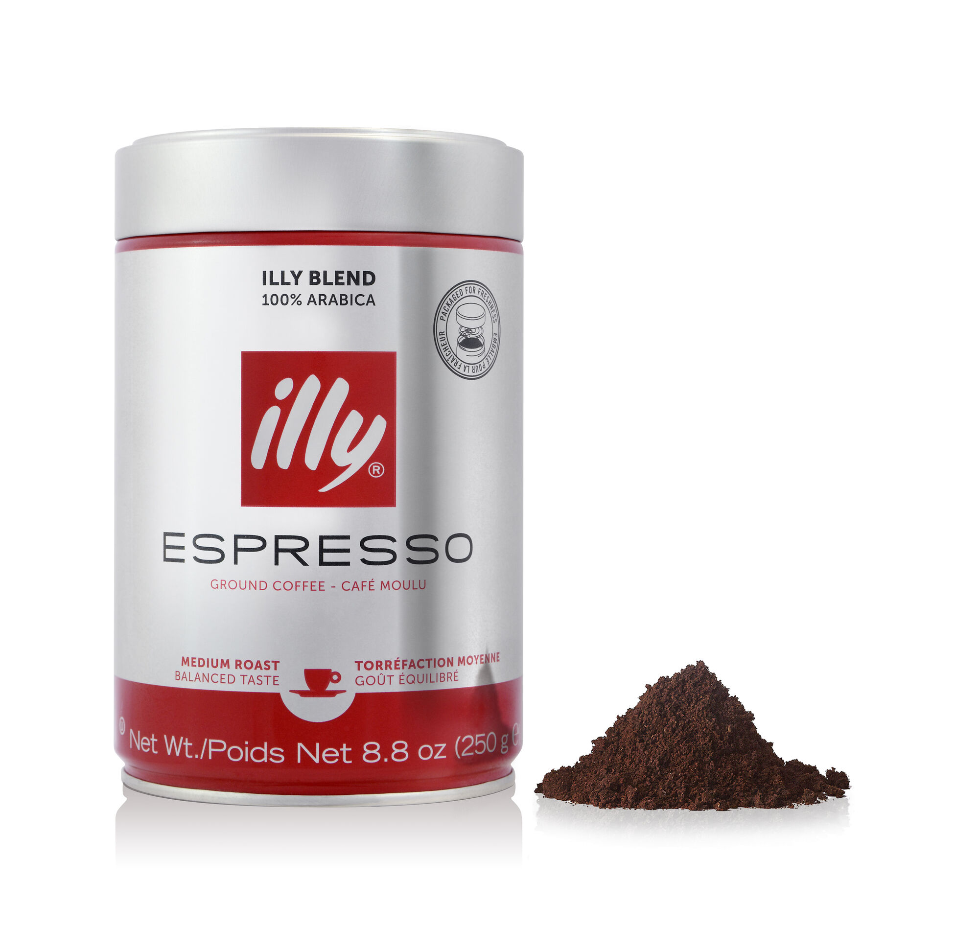 Ground Espresso Medium Roast Coffee Illy E Medium Roast Ground Espresso Coffee 8 Oz Can Front View