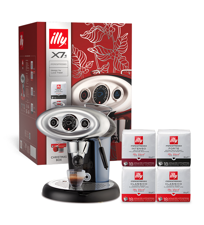 X7.1  box – macchina da caffè Iperespresso X7.1 nera e 4 confezioni di capsule image number 0