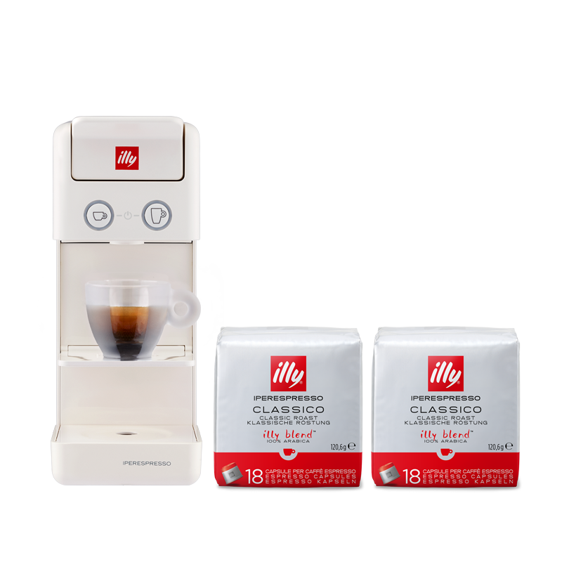 Y3.3 Machine à café blanche et capsules Iperespresso Classico
