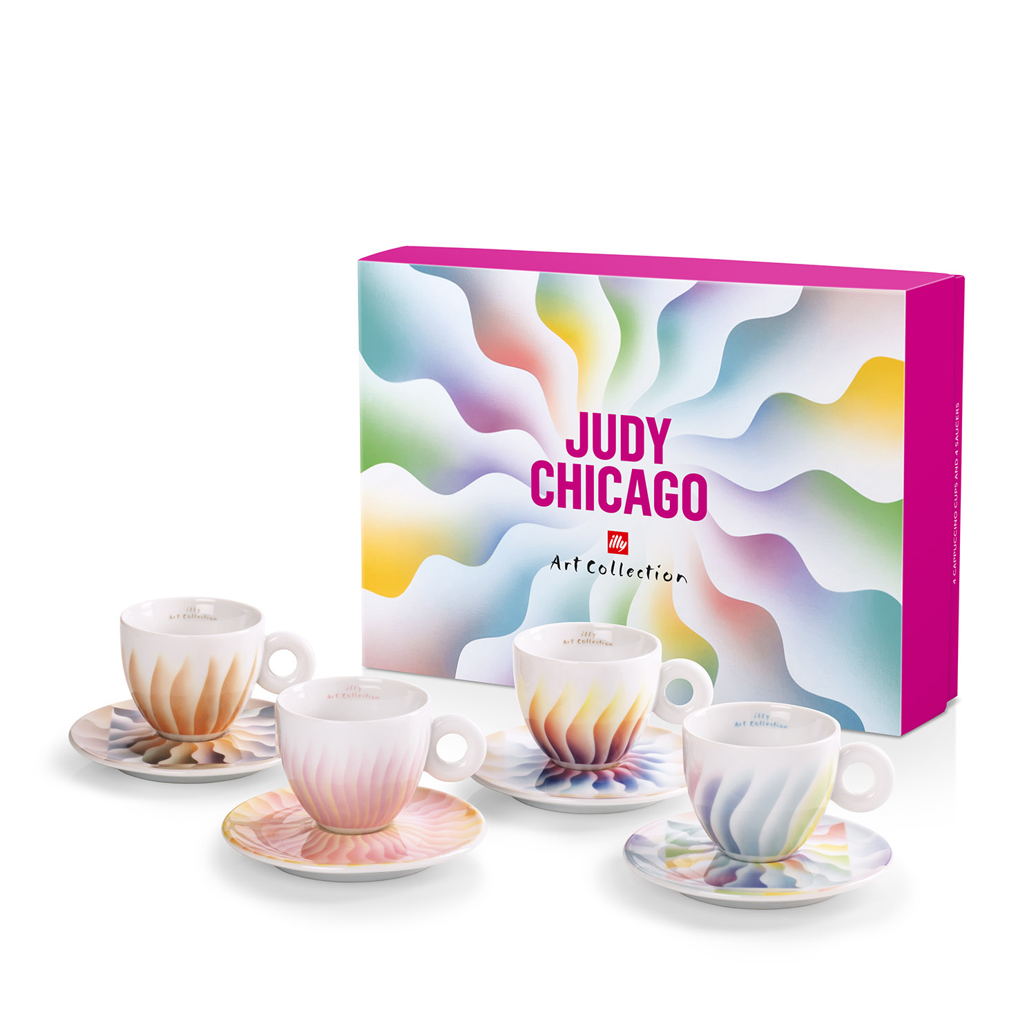 Set de 4 tazas de cappuccino: illy Art Collection de Judy Chicago